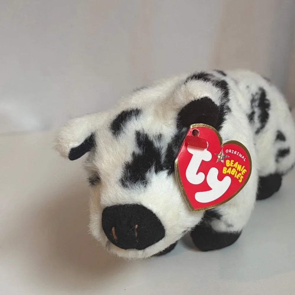Ty Beanie Babies‎ Stubby the Pig Black White Spotted 2004 Plush Animal 40105